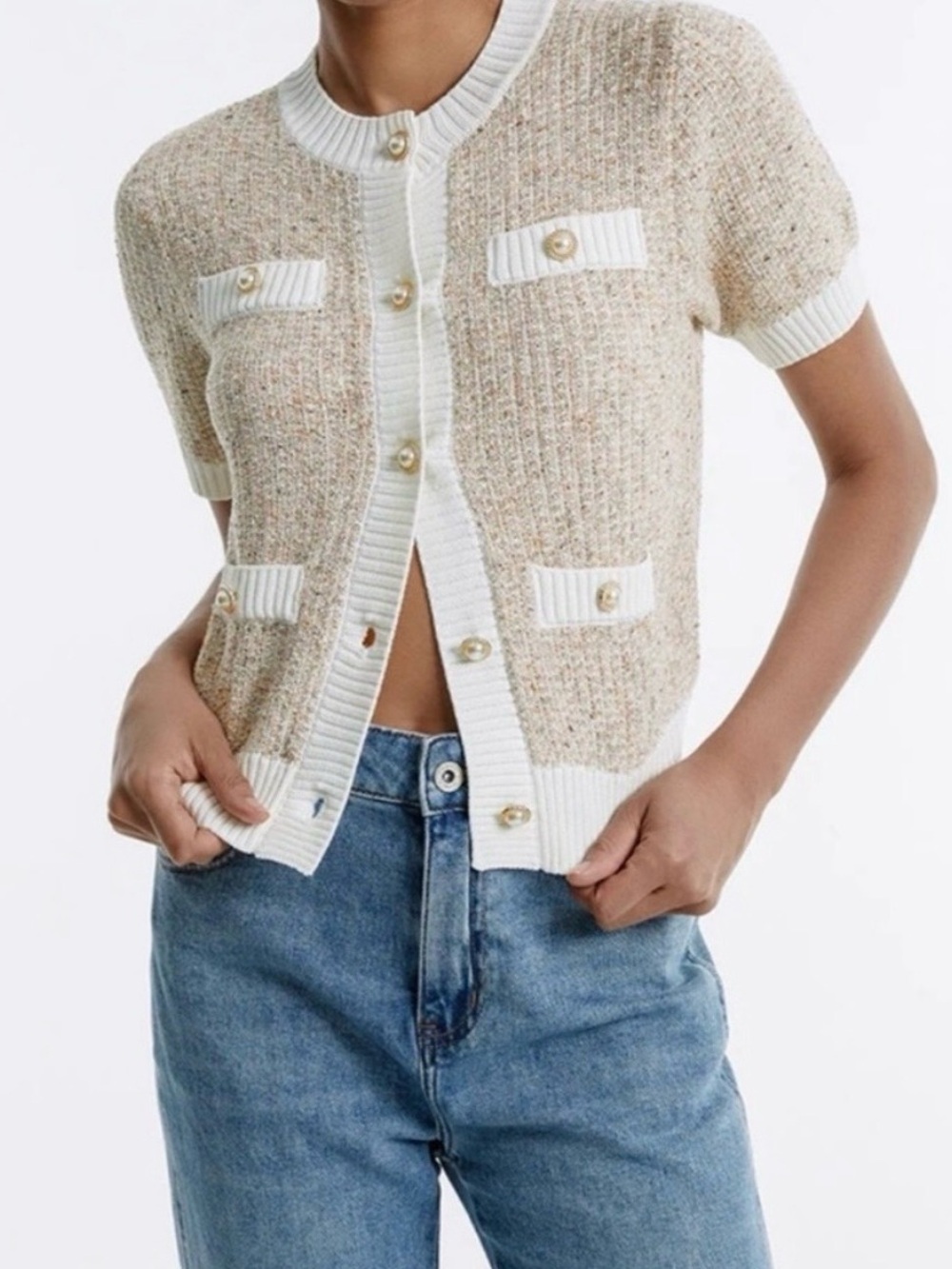 NWT Urban Revivo Short Sleeve Button Down Cardigan Top - Size 4